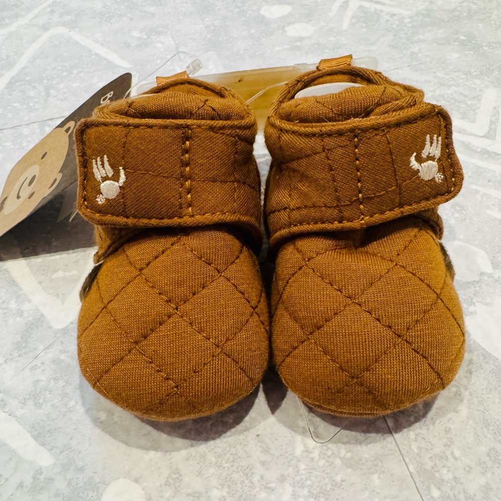 BearPaw Quilted Brown Baby Booties